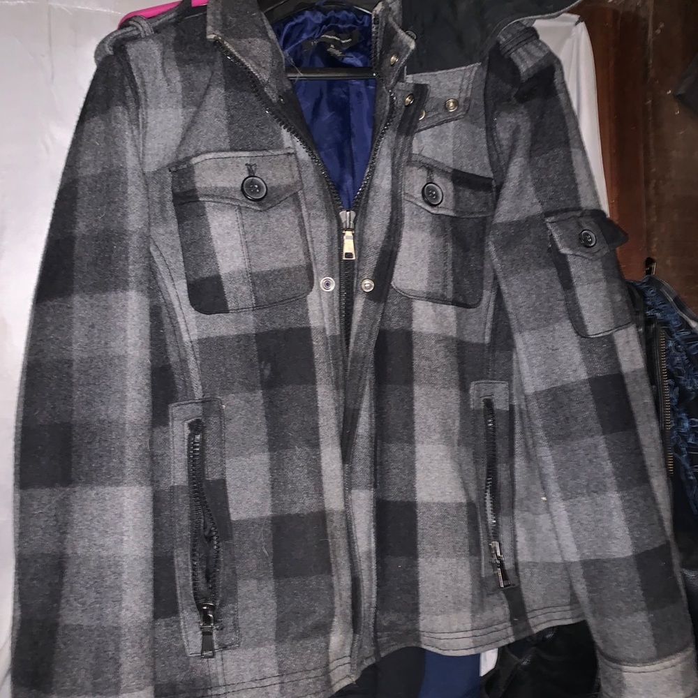 A men’s plaid winter jacket